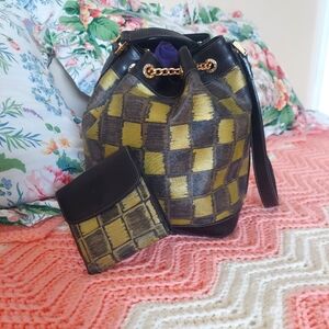FENDI Vintage 1994 Customized Art Graffiti Daimer Bucket Bag & Wallet Set